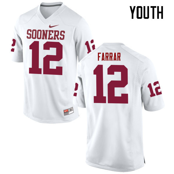 Youth Oklahoma Sooners #12 Zach Farrar College Football Jerseys Game-White